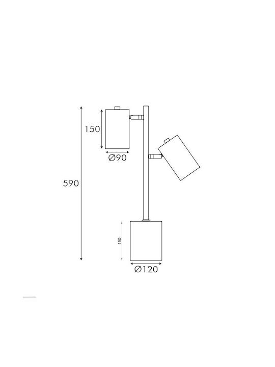 Aca Διακοσμητικό Φωτιστικό Kenneth E27 12x12x59εκ.