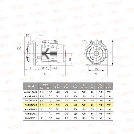Leo Group AMS210/2,2 Electric Surface Water Pump Centrifugal 3hp Three-Phase