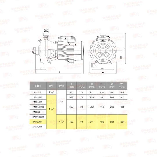 Leo Group 2AC300H Pompa de apă de suprafață electrică Centrifugal 4hp Trei faze