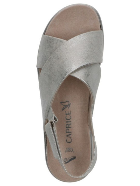 Leather Women's Flat Sandals Flatforms Silver