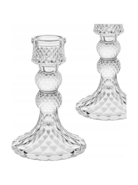 ecarla Glass Candle Holder In Transparent Colour 13cm