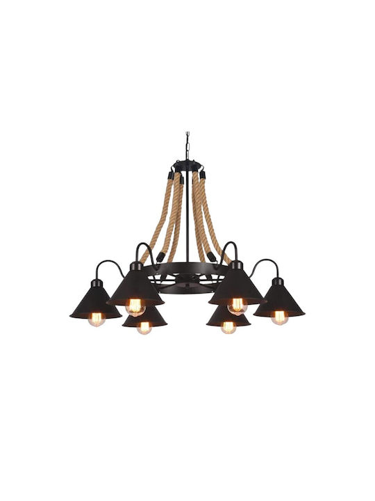 Boho Hanging Light with Rope for E14 Socket 80x60cm