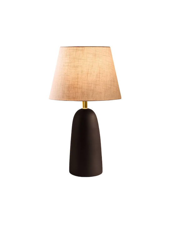 Megapap Odesa Metal Table Lamp for Socket E27 with Beige Shade and Black Base