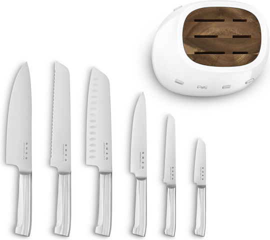 Smeg Комплект Ножове с Основа от Неръждаема Стомана 13.5cm 7бр