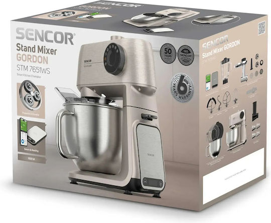 Sencor Küchenmaschine 1500W mit Rostfreiem Schüssel 5,5l Weiße