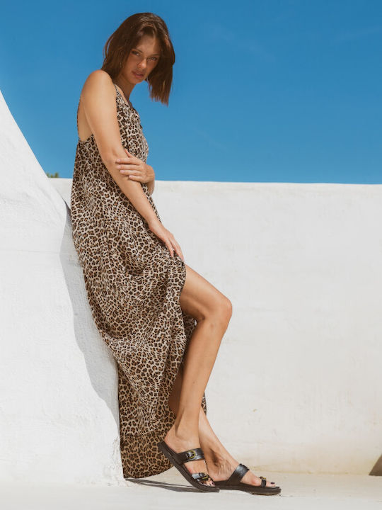 Sommer Midi Damenkleid Tierdruck