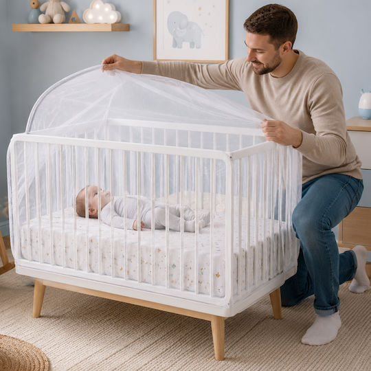 Avizar Baby Bett Mückennetz 140x70x70 cm Verdichtetes Netz 360° Weiß