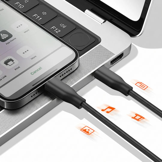 Linq Магнитен Автоматично Навиващ USB-C Мъжки Към Lightning Кабел PD 35W 4A 1.2M Черен