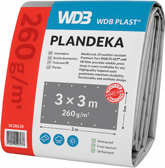 MP Pânză Impermeabilă Rotundă 260gr/m² cu Diametru 3m Greu Gri