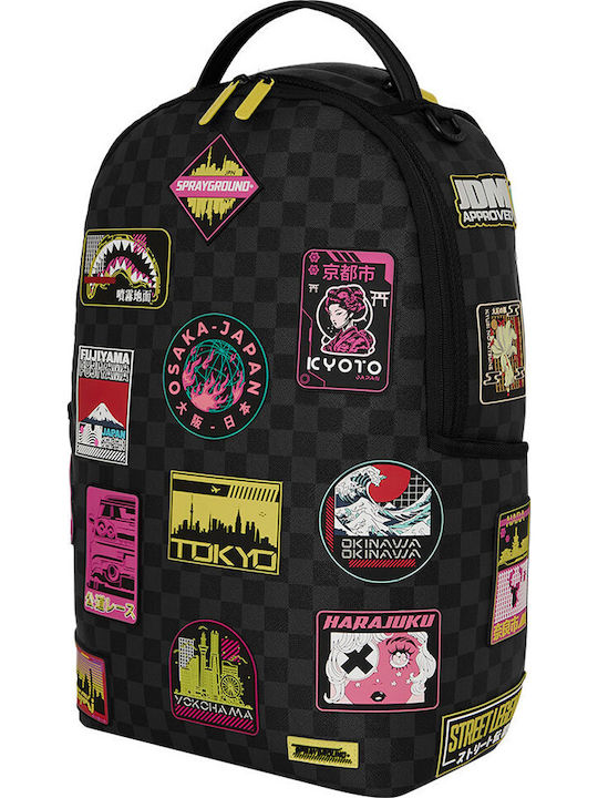 Sprayground Global Mogul Cyber Punk Japan Cities Ученическа Раница с Джоб за Бутилка Черна 29 x 15 x 45см