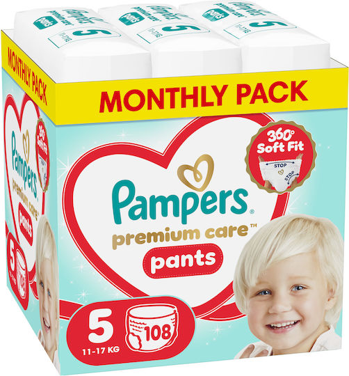 Pampers Πάνες Βρακάκι Premium Care Pants Monthly Pack No. 5 για 11-17kg 108τμχ