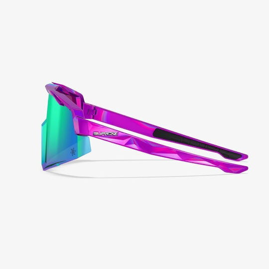 Supacaz Cycling Glasses With Purple Frame And Dark Mirror Lenses