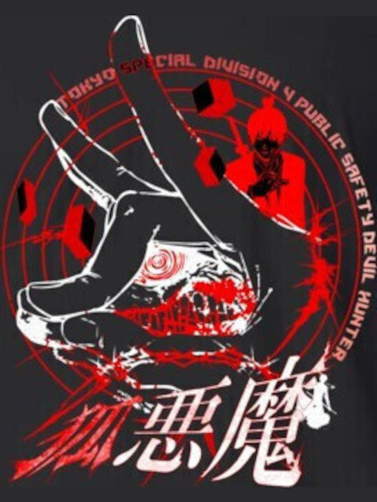T-shirt Дизайнерски Характер Японски Елементи Ефект Splatter Pop Culture Черен