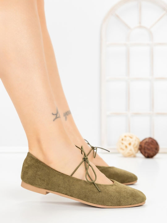 Pantofi Balerini Pentru Femei În Culoare Verde