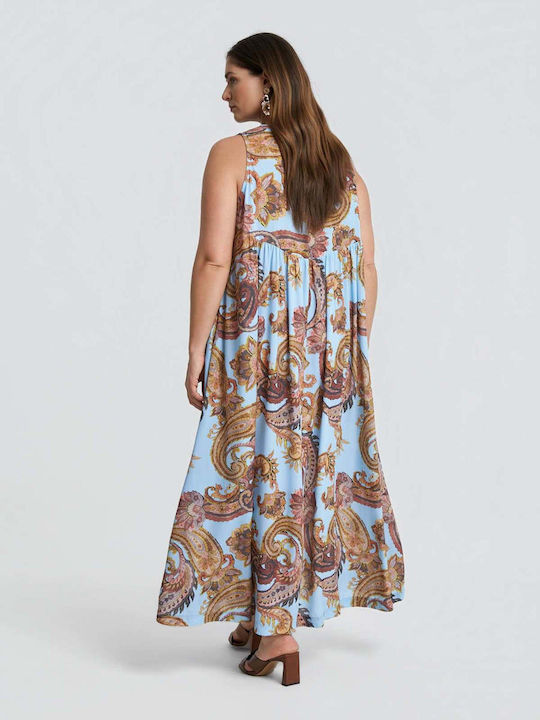 Rochii De Vară Pentru Femei Maxi Rochie Paisley 8501.7253 Albastru Deschis