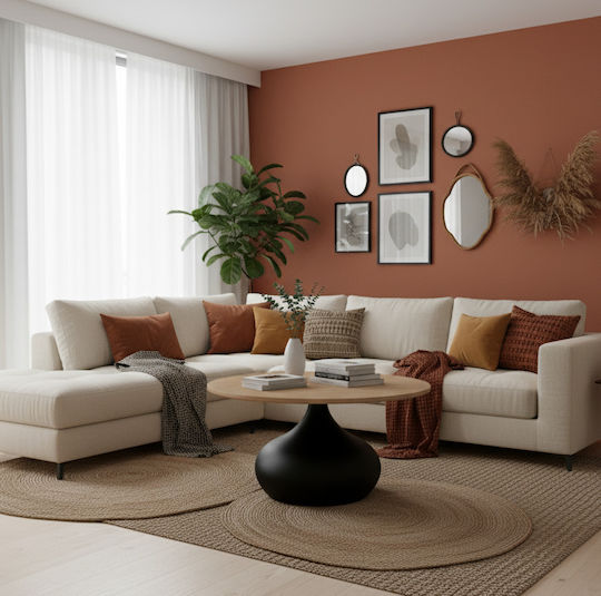 Кръгла Централна Кафе Маса Дървена Sonoma Oak Ш70xД70xВ40см