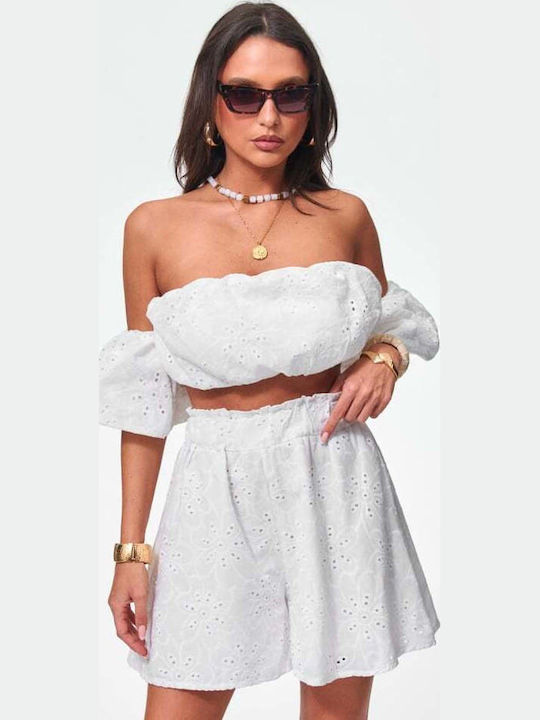 Damen-Set Mit Shorts Weiß