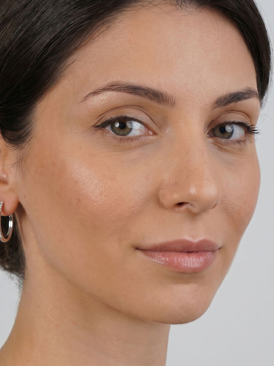 Diamond Group Обици Халки от Бяло Злато 18К с Диамант
