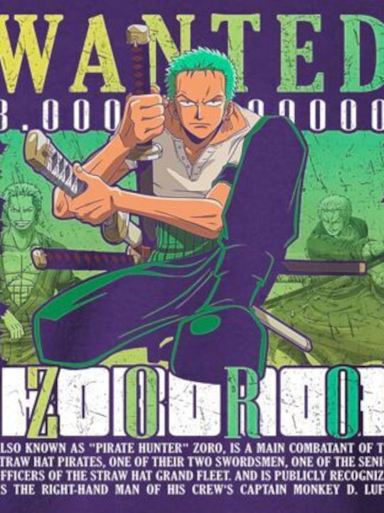 Кръгло Деколте Wanted Zoro Три Меча Pop Culture Лилава