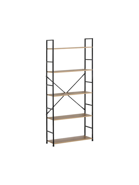 Βιβλιοθήκη Manlo Μαύρο 58.6x23.5x144εκ.
