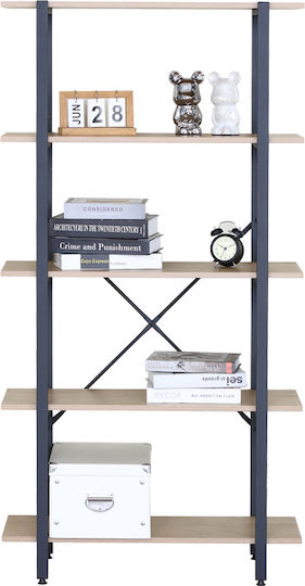 Bücherregal Nebranzo Schwarz 80x34x155,3cm