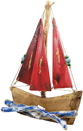 Piteros Ship Wooden Olive 3 Colored Wooden Canvas Leaves of Gold A10 Red 40x40x6/1500g