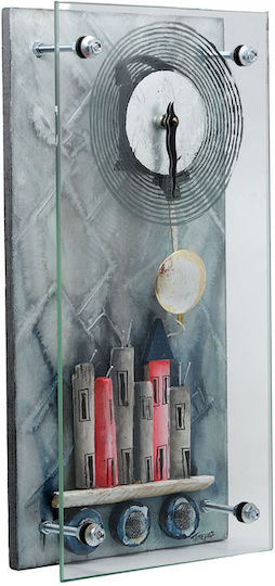 Piteros Wooden Clocks Glass Front Hanging B01 Grey Buildings 20x40x8.5/4000g