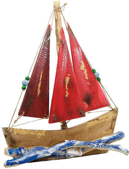 Piteros Ship Wooden Olive 3 Colored Wooden Canvas Leaves of Gold A10 Red 40x40x6/1500g