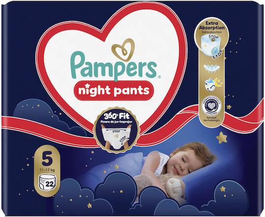 Pampers Πάνες Βρακάκι Night Pants No. 5 για 12-17kg 22τμχ