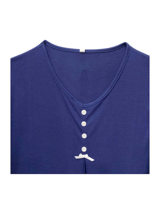 Ansin Summer Cotton Women's Blue Nightgown