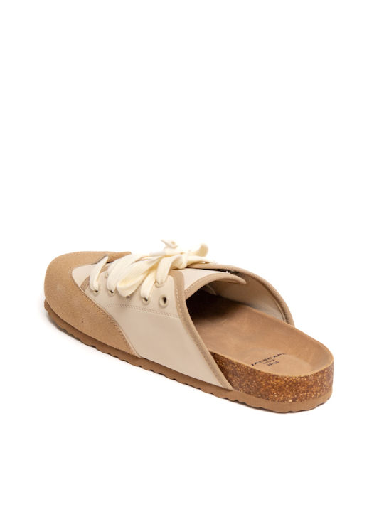 Pantofi Mules De Piele Cu Toc În Culoare Bej