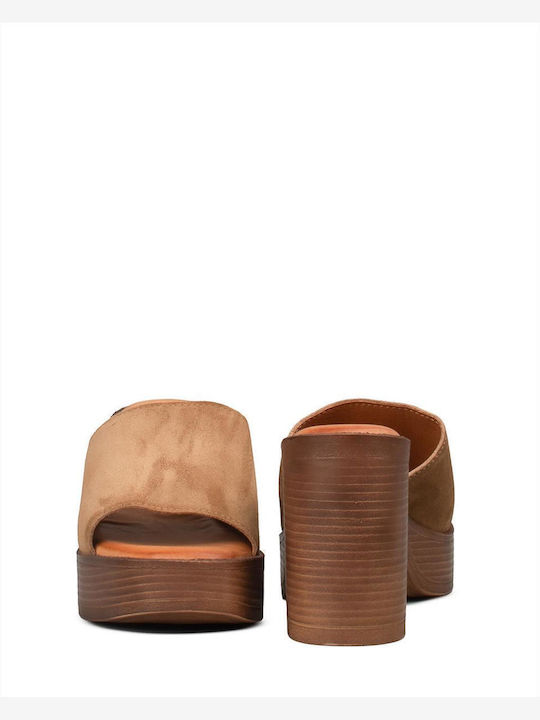 Mules With Heel In Brown Colour