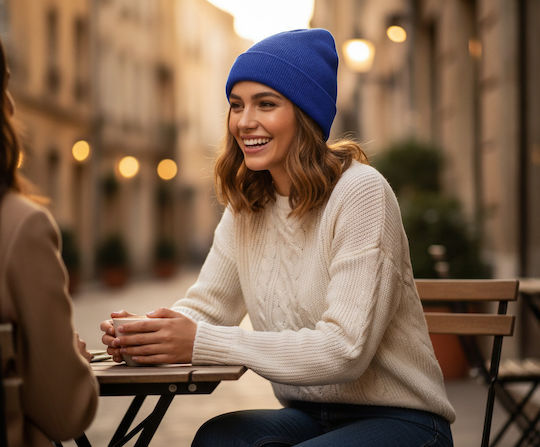 Beanie Unisex Σκούφος Πλεκτός σε Μαύρο χρώμα