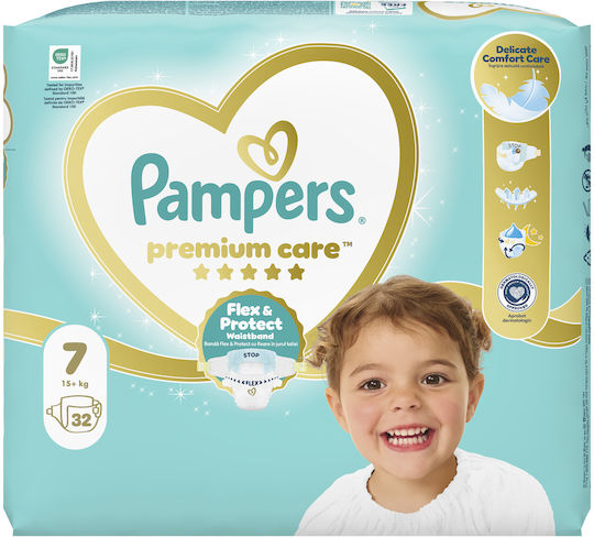 Pampers Scutece cu bandă adezivă Premium Care Nr. 7 pentru 15+kg 32buc