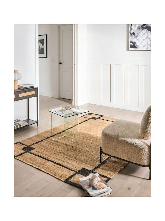 Beliani Wohnzimmer Teppich aus Jute 160x230cm Schwarz/Beige