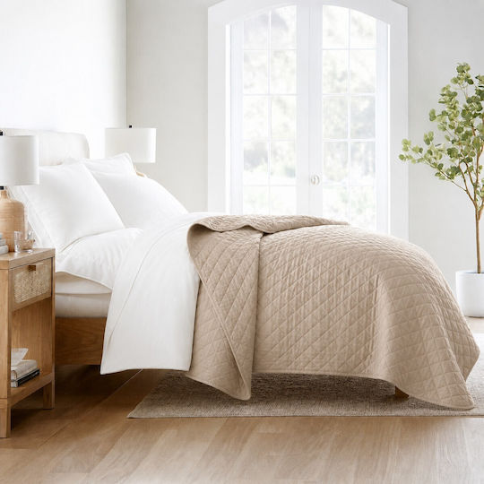Astron Italy Κουβερλί Υπέρδιπλο Βαμβακερό Beige 220x240cm