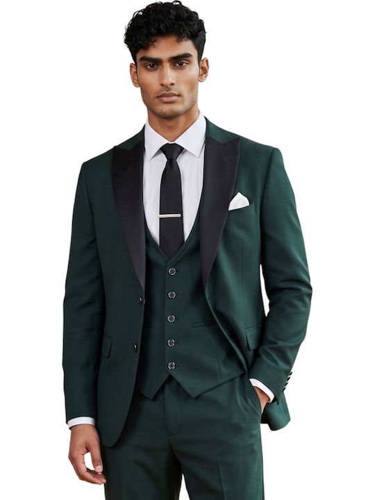 Men's Groom's Suit with Vest Green