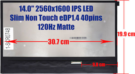 14" LED Slim Touch 2560x1600 Matte 40 Pin Laptop Screen B140qan03.h 1-SCR0748