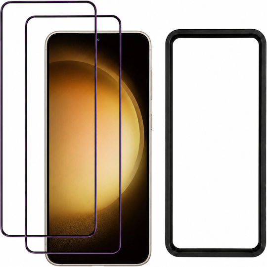 3mk Set 2 9h Tempered Glass Screen Protectors Galaxy S23 Plus Applicator Black Transparent