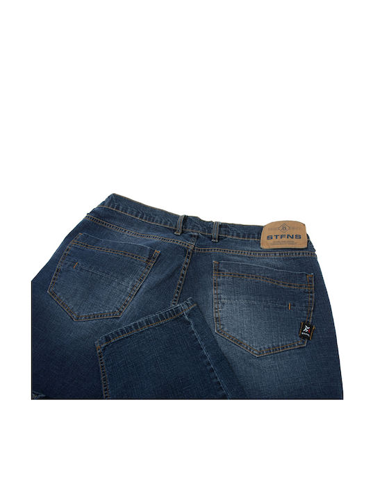 Men's Elastic Jeans Pants with Regular Fit Blue
