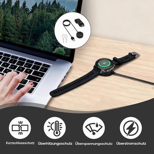 Garmin Кабел за Зареждане и Пренос на Данни Usb + Usb-c Адаптер Garmin Смарт часовник Fenix 7 6 5 Pro Vivoactive 3 4 Forerunner 45 245 745 945 Venu 2 2s Instinct Epix 1м Черен