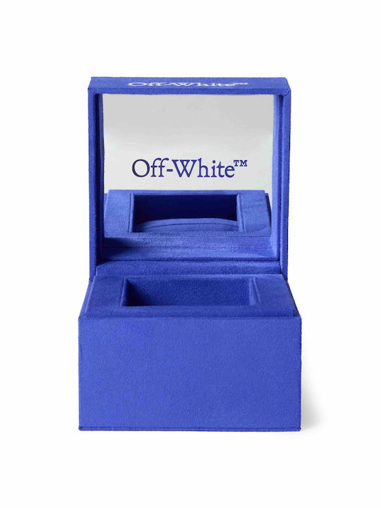 Off White Herrenuhr Batterie mit Weißem Metall-Armband