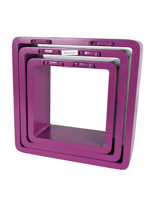 Purple Wall Shelves (3 Pieces) 28x10x28cm