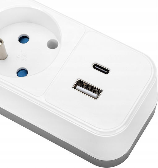 Montis Power Strip 3 Sockets with USB-A and 3m Cable