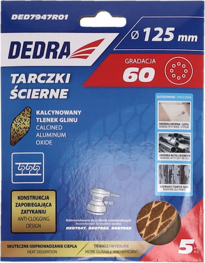 Dedra Orbital Sander Sheet 125x125mm Set 5 Pieces
