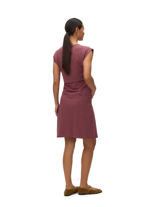 Rochie pentru gravide și alăptare scurtă Rose Brown 20021366 Abk Mamalicious
