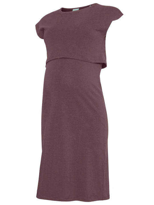 Rochie pentru gravide și alăptare scurtă Rose Brown 20021366 Abk Mamalicious