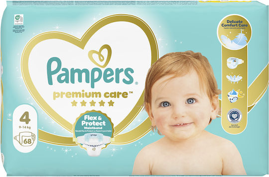 Pampers Πάνες με Αυτοκόλλητο Premium Care No. 4 για 9-14kg 68τμχ