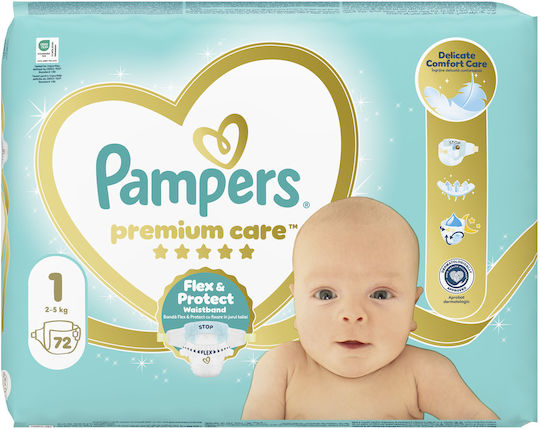 Pampers Πάνες με Αυτοκόλλητο Premium Care No. 1 για 2-5kg 72τμχ