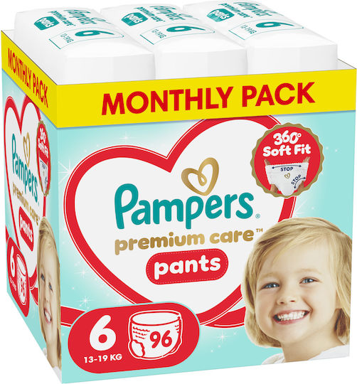 Pampers Πάνες Βρακάκι Premium Care Monthly Pack No. 6 για 13-19kg 96τμχ